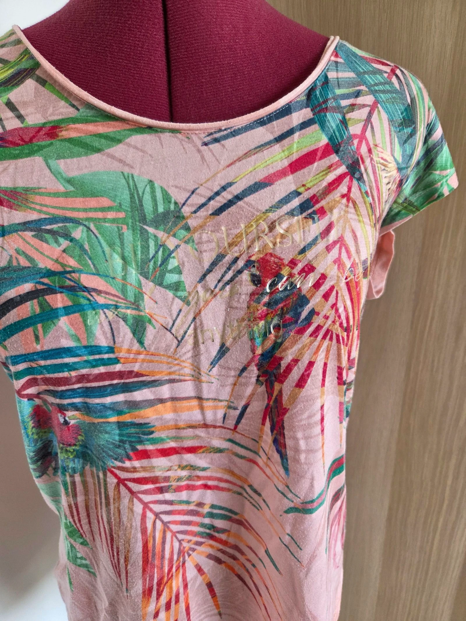 Tropical print T-shirt size approx 38 Camaieu – photo 2